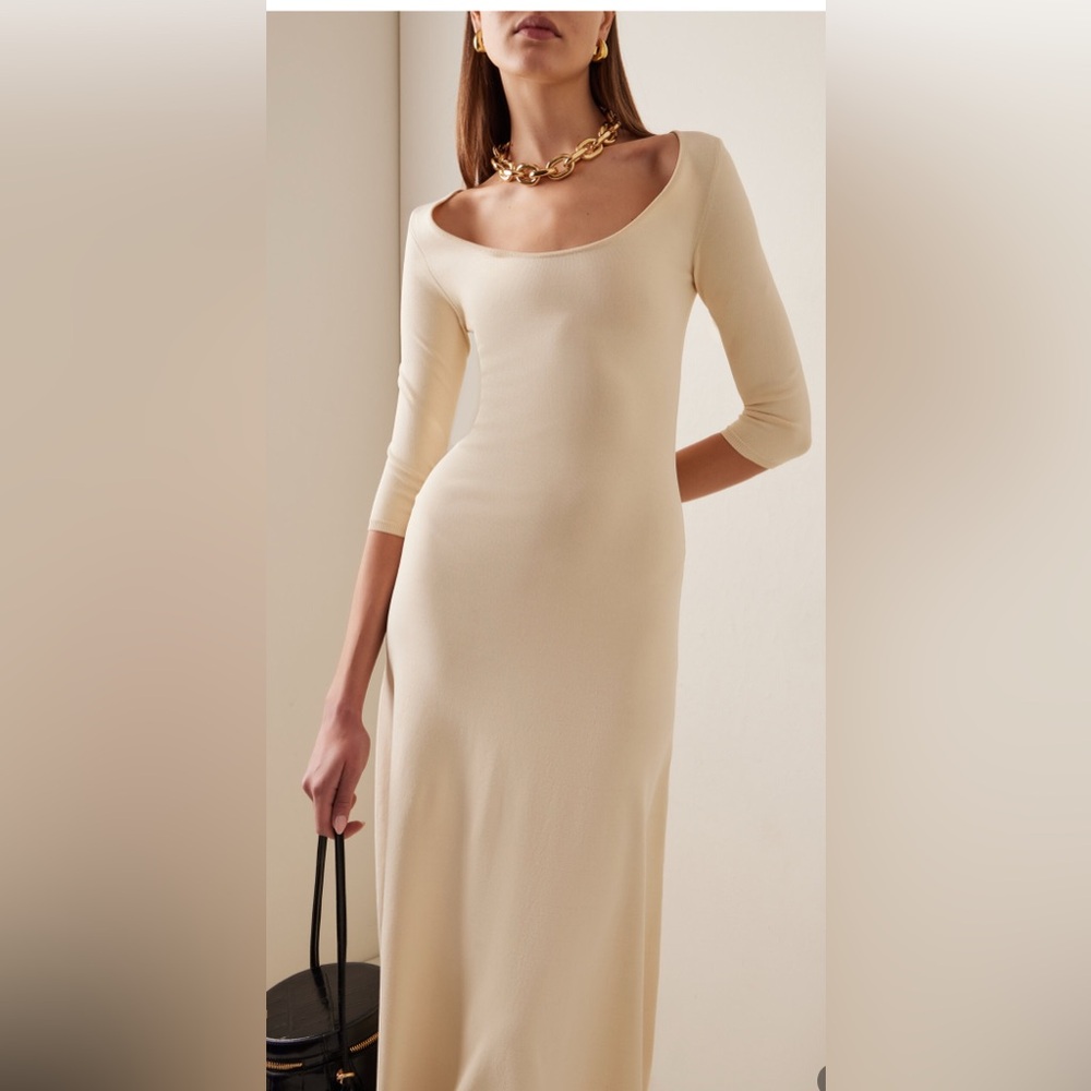 STAUD buttercream Douvres Midi Dress NWT